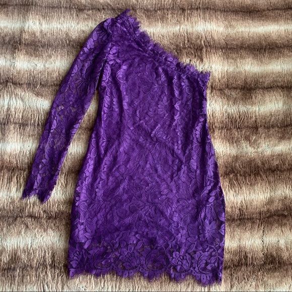 Pierre Balmain Purple Lace One Shoulder Dress - Picture 3 of 15